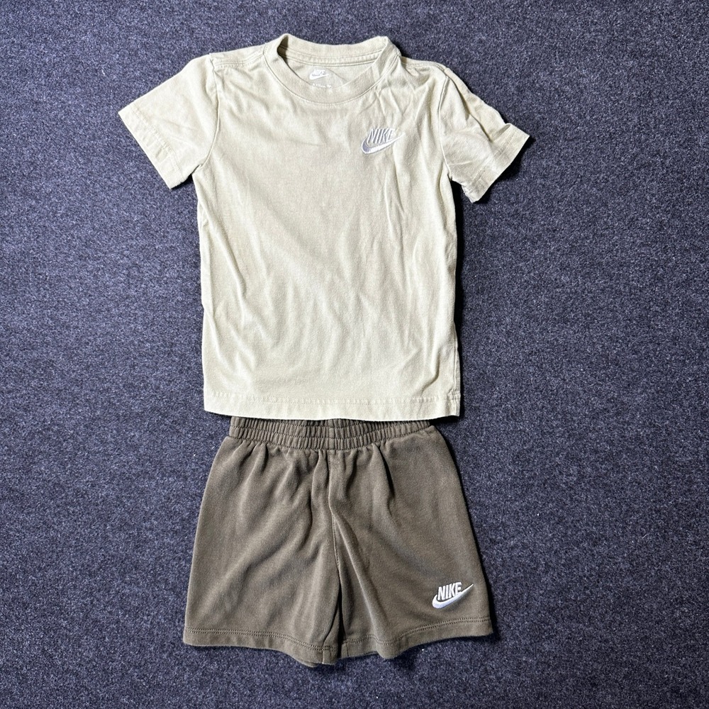 Nike Kids 4T Olive Green T-Shirt and Shorts 2 Piece Activewear Set C545-EBA
